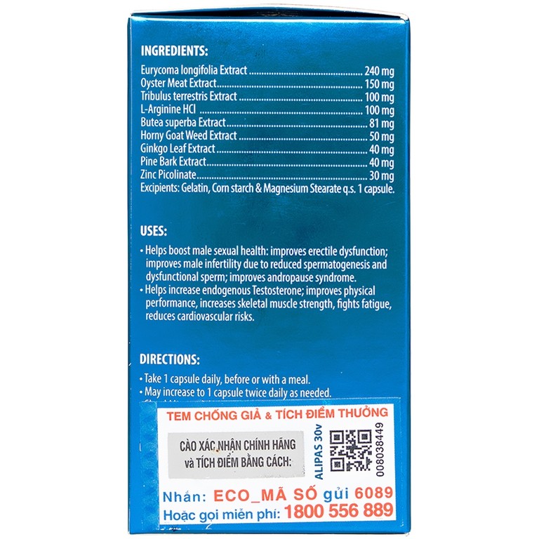 Viên uống Men’s Ginseng Alipas Ecogreen tăng cường sinh lực phái mạnh (30 viên)