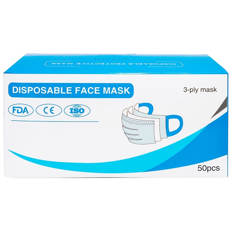 Khẩu trang y tế Cao Su VN 3 lớp hỗ trợ ngăn khói, bụi, kháng khuẩn (50 cái)
