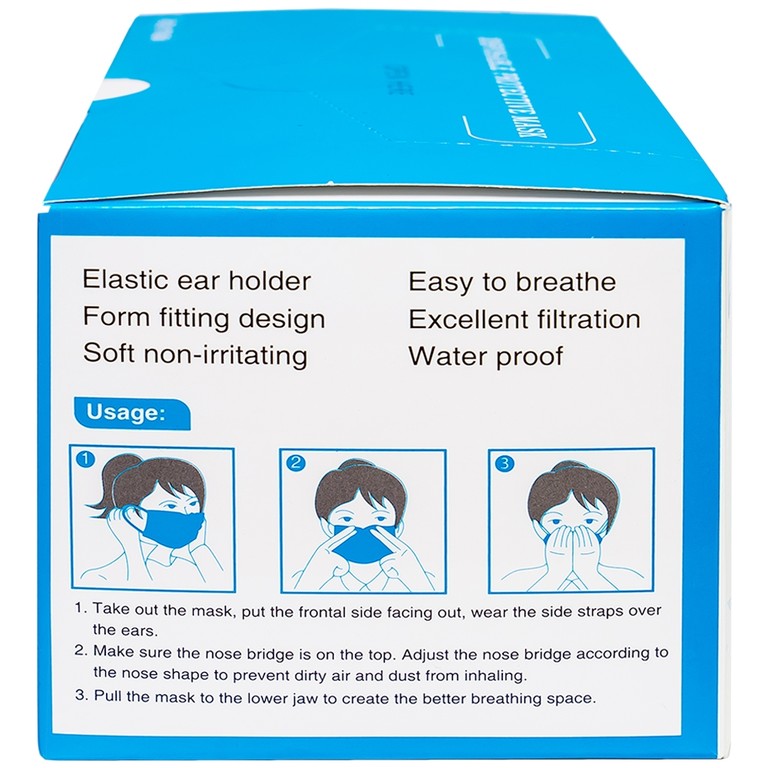 Khẩu trang y tế Cao Su VN 3 lớp hỗ trợ ngăn khói, bụi, kháng khuẩn (50 cái)