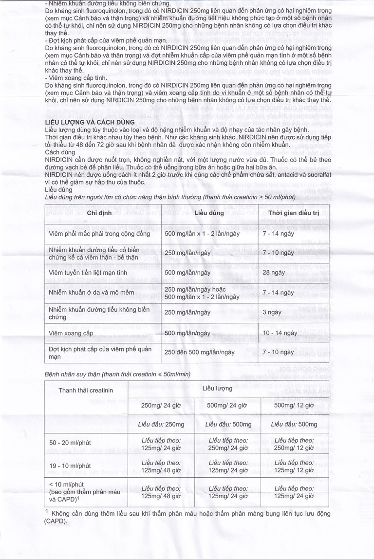 Thuốc Nirdicin 250mg Pharmathen điều trị viêm phổi, viêm thận - bể thận, viêm tuyến tiền liệt (10 viên)