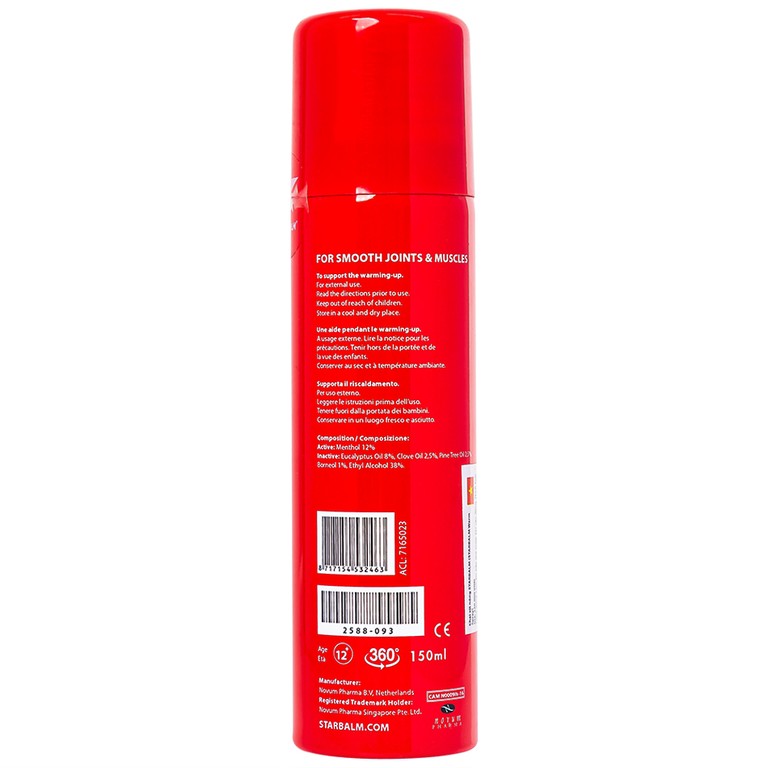 Chai xịt nóng Starbalm Warm Spray phòng tránh chấn thương cho người có tiền sử bong gân, chuột rút (150ml)