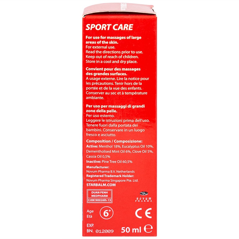 Dầu xoa bóp Starbalm Massage Oil thư giãn, mát xa vùng cơ mỏi, lưu thông máu, giảm căng thẳng, mệt mỏi (50ml)