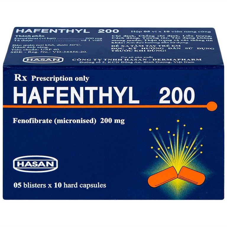 Thuốc Hafenthyl 200 Hasan điều trị tăng cholesterol máu (5 vỉ x 10 viên)