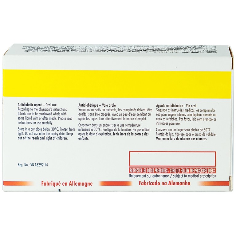 Viên nén Metformin Denk 1000 điều trị đái tháo đường típ 2 (2 vỉ x 15 viên)