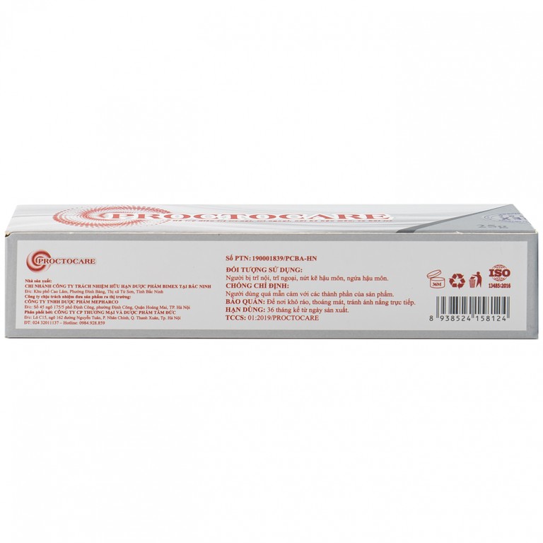 Gel bôi Proctocare Bimex hỗ trợ điều trị trĩ nội, trĩ ngoại, nứt kẽ hậu môn, co búi trĩ (25g)