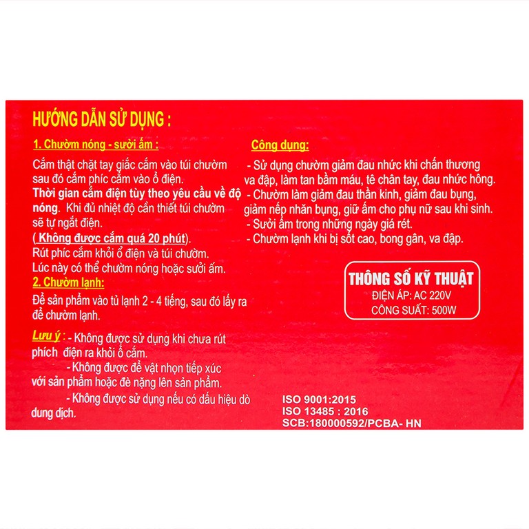 Túi chườm đa năng Thiên Thanh chườm nóng, sưởi ẩm, chườm lạnh, giữ ấm 4 - 6 tiếng 