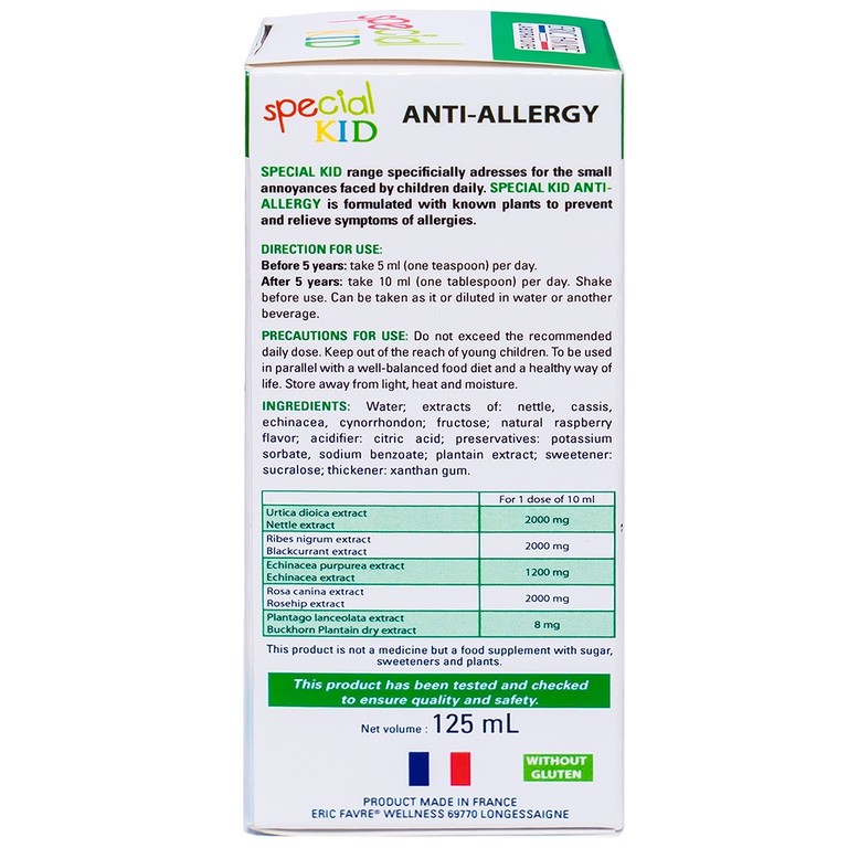 Siro Special Kid Anti-Allergies giúp giảm dị ứng, tăng cường sức đề kháng (125ml)