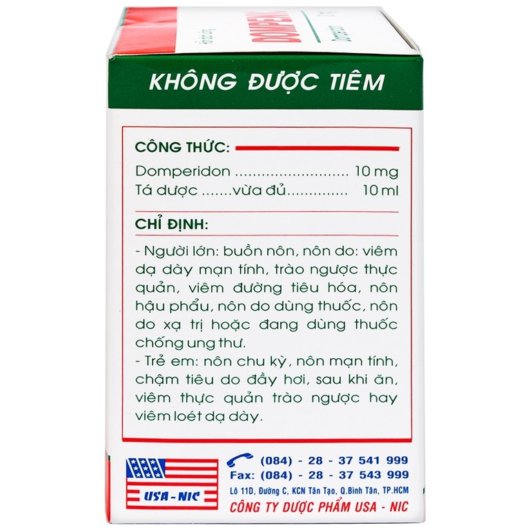 Hỗn dịch uống Dompenic 10mg/10ml điều trị chứng nôn, buồn nôn (20 ống x 10ml)