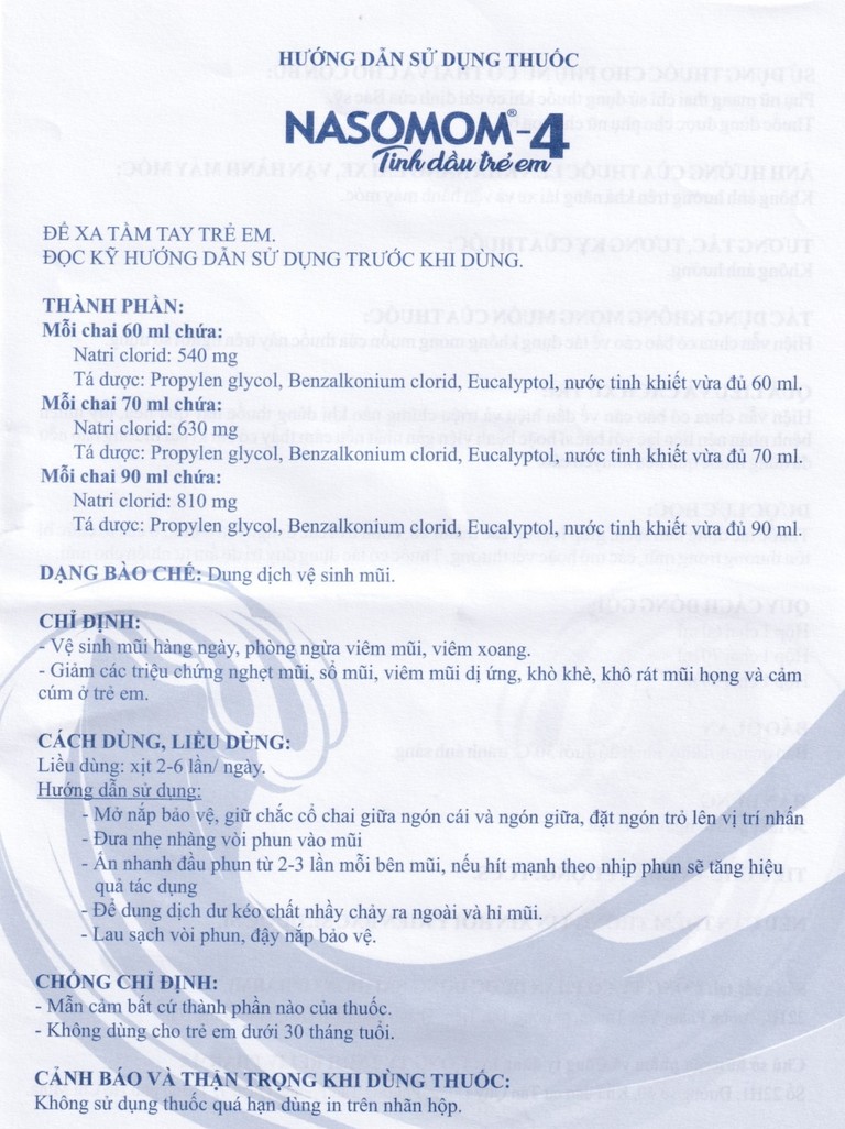 Tinh dầu trẻ em Nasomom-4 Reliv giảm triệu chứng nghẹt mũi, sổ mũi, khò khè, cảm cúm (70ml)