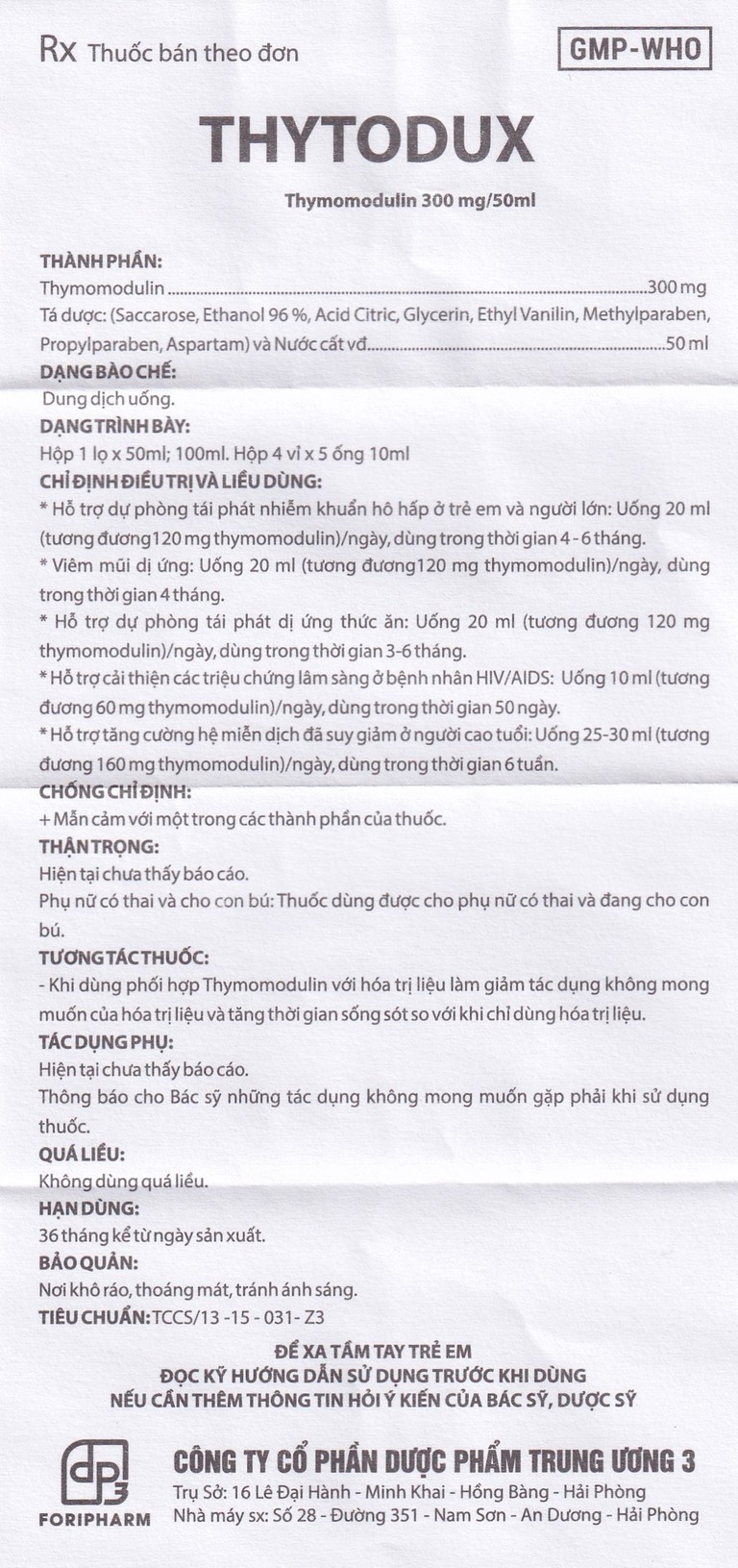 Dung dịch Thytodux hỗ trợ dự phòng tái phát nhiễm khuẩn hô hấp (4 vỉ x 5 ống)