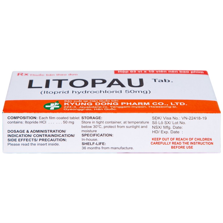 Thuốc Litopau Tab điều trị các triệu chứng viêm dạ dày mãn tính (3 vỉ x 10 viên)