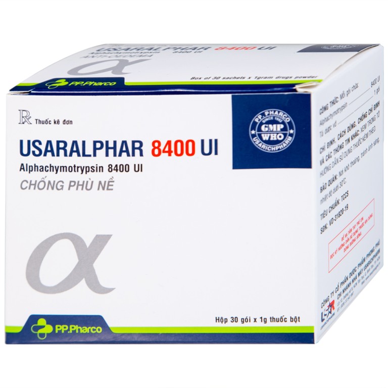 Thuốc Usaralphar 8400 UI Usarichpharm điều trị phù nề sau chấn thương, tổn thương mô mềm (30 gói x 1g)