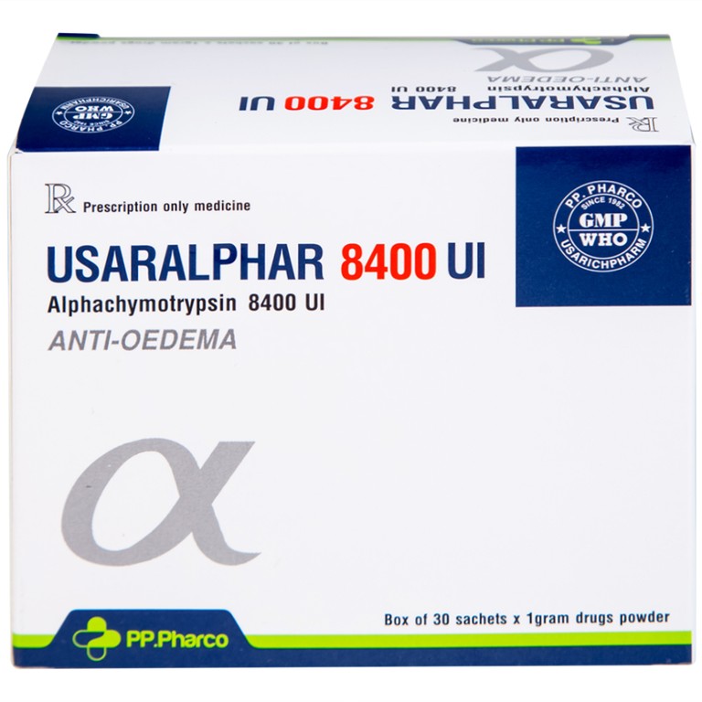 Thuốc Usaralphar 8400 UI Usarichpharm điều trị phù nề sau chấn thương, tổn thương mô mềm (30 gói x 1g)