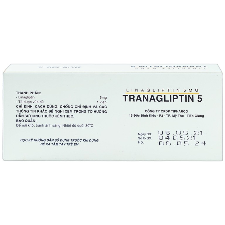Thuốc Tranagliptin 5 Tipharco điều trị đái tháo đường típ 2 (3 vỉ x 10 viên) 