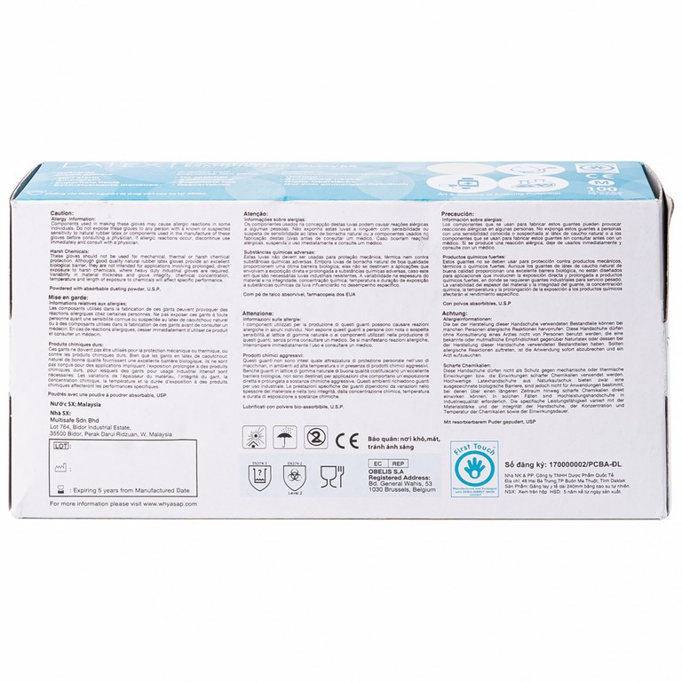 Găng tay cao su y tế có bột Latex ASAP Malaysia Size M (100 cái)