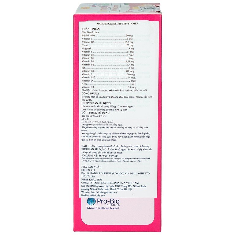 Siro Morningkids Multivitamin Bổ sung Vitamin và khoáng chất (150ml)