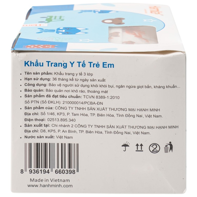 Khẩu trang y tế trẻ em Hamita ngăn bụi, kháng khuẩn (50 cái)