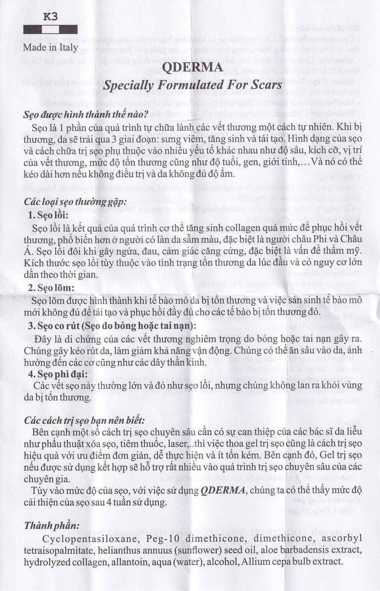 Gel phục hồi da Qderma giúp cải thiện tình trạng sẹo (20g)