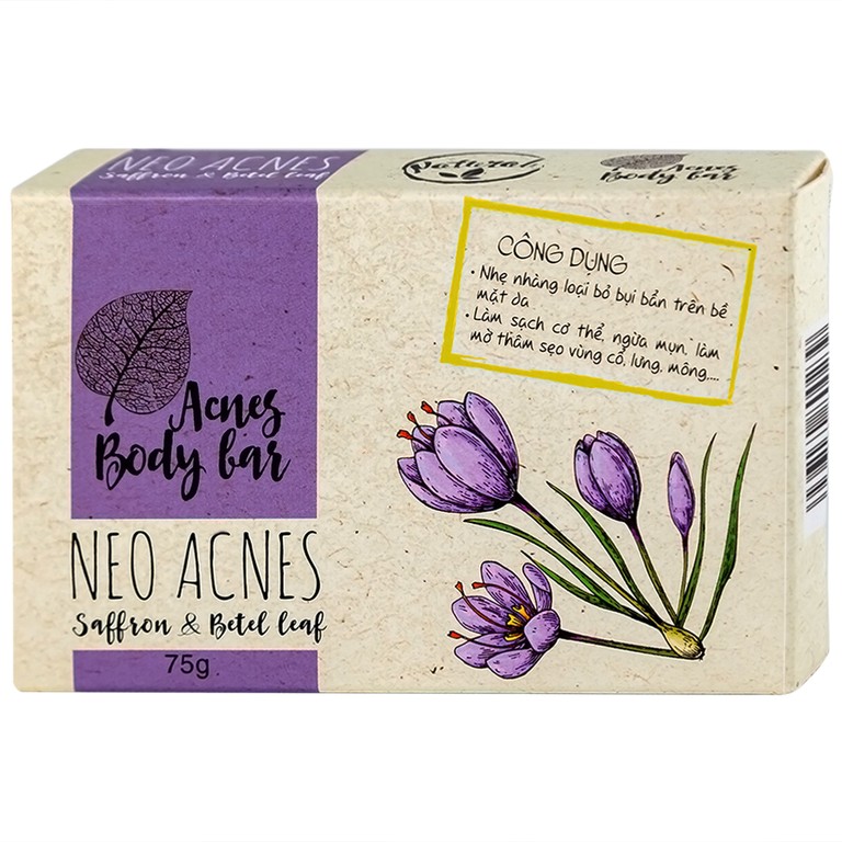 Xà phòng Acnes Body Bar Saffron And Betel Leaf làm sạch da, ngừa mụn, mờ thâm (75g)