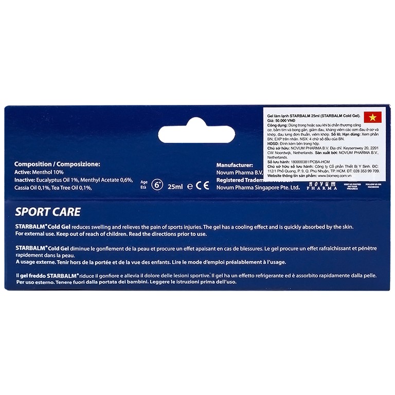 Gel Starbalm Cold Gel có tác dụng làm mát và ngăn ngừa chấn thương thể thao (25ml)