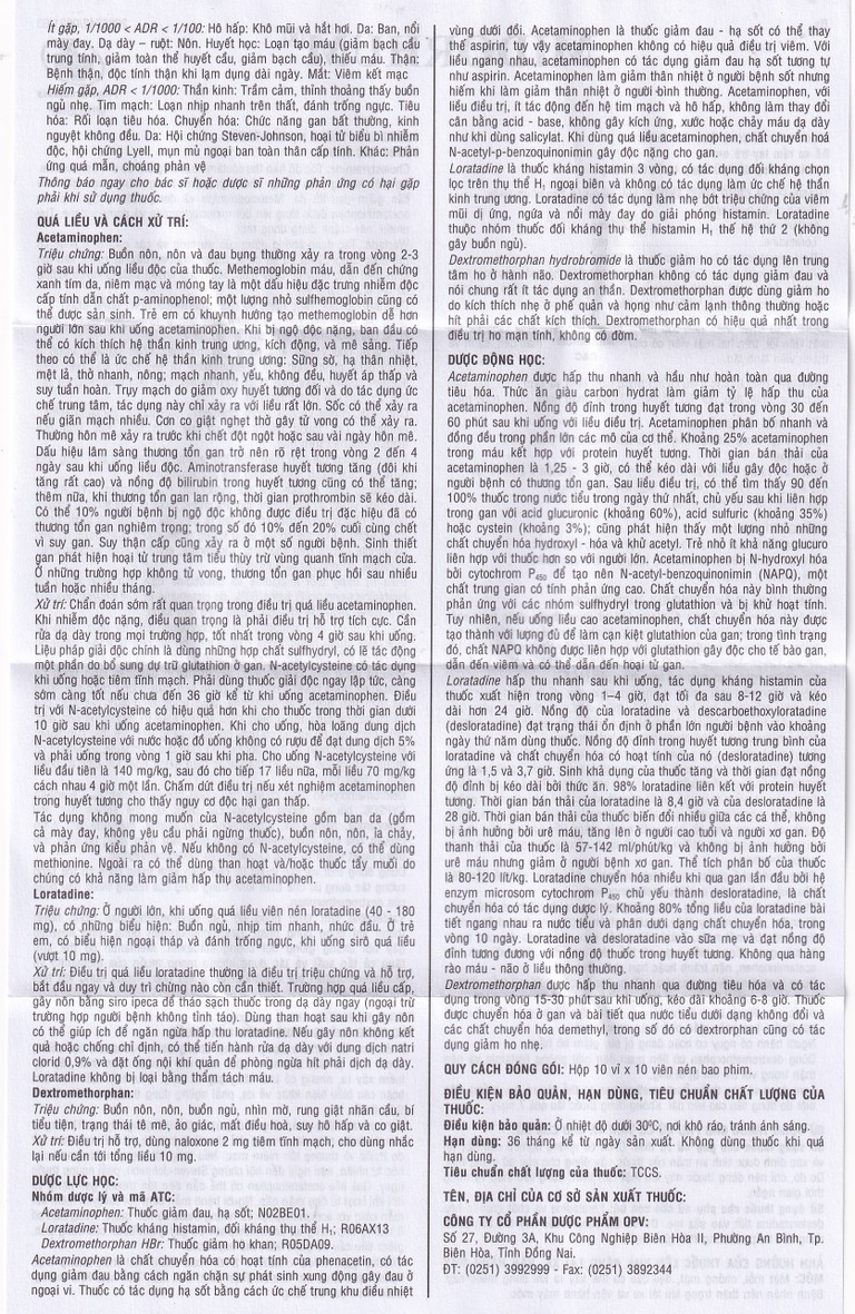 Viên nén Midorhum OPV hạ sốt, giảm ho, giảm đau, chống dị ứng (10 vỉ x 10 viên)