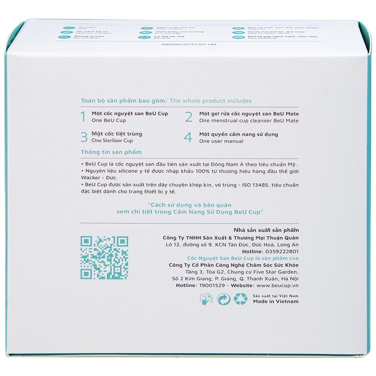 Cốc nguyệt san BeUCup siêu mềm, kiểm soát mùi hôi, hạn chế viêm nhiễm (45mm x 65mm) 