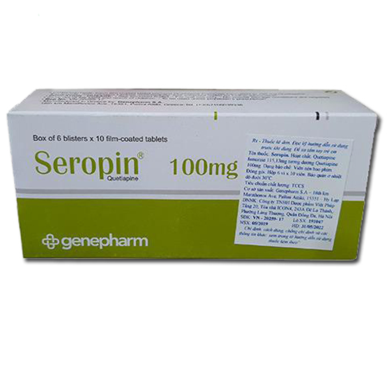 Thuốc Seropin 100mg Genepharm điều trị tâm thần phân liệt (60 viên) 