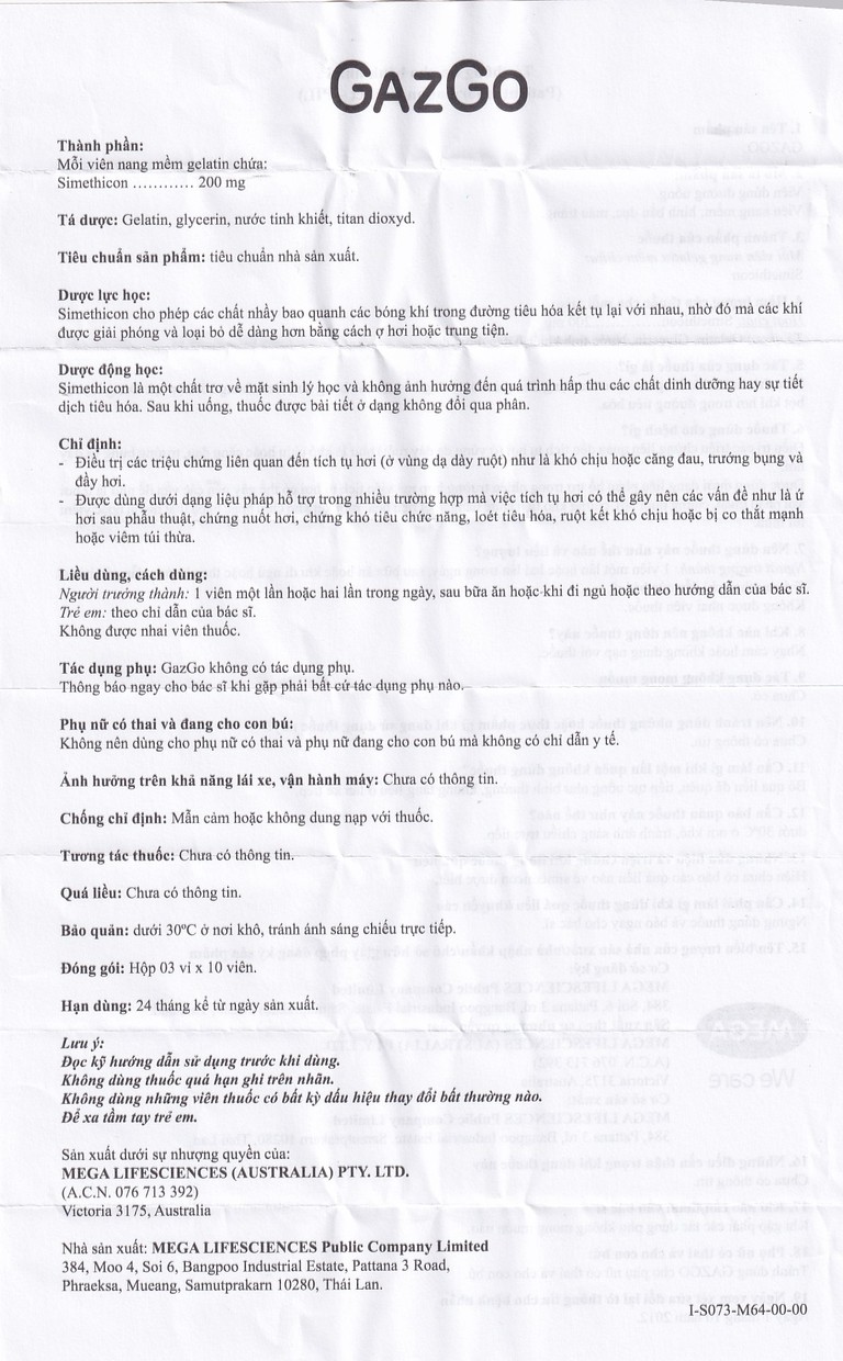 Thuốc GazGo MEGA We care điều trị khó chịu, căng đau, trướng bụng (3 vỉ x 10 viên)