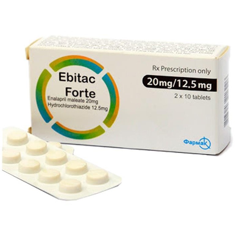 Thuốc Ebitac Forte 20mg/12.5mg Farmak điều trị tăng huyết áp (2 vỉ x 10 viên)