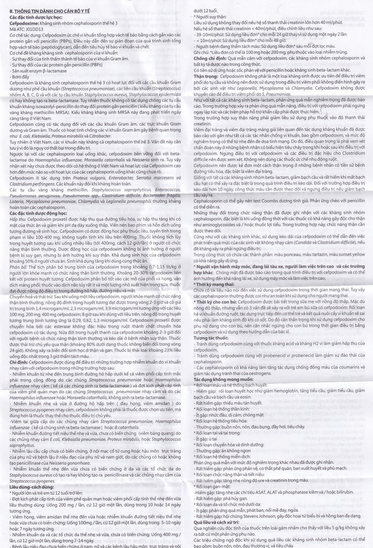 Thuốc Cefpobiotic 200mg Medipharco điều trị nhiễm khuẩn (2 vỉ x 10 viên)