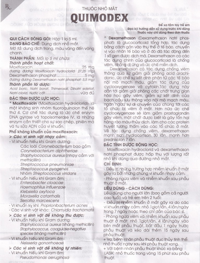 Thuốc nhỏ mắt Quimodex Traphaco điều trị các chứng nhiễm khuẩn mắt (5ml)