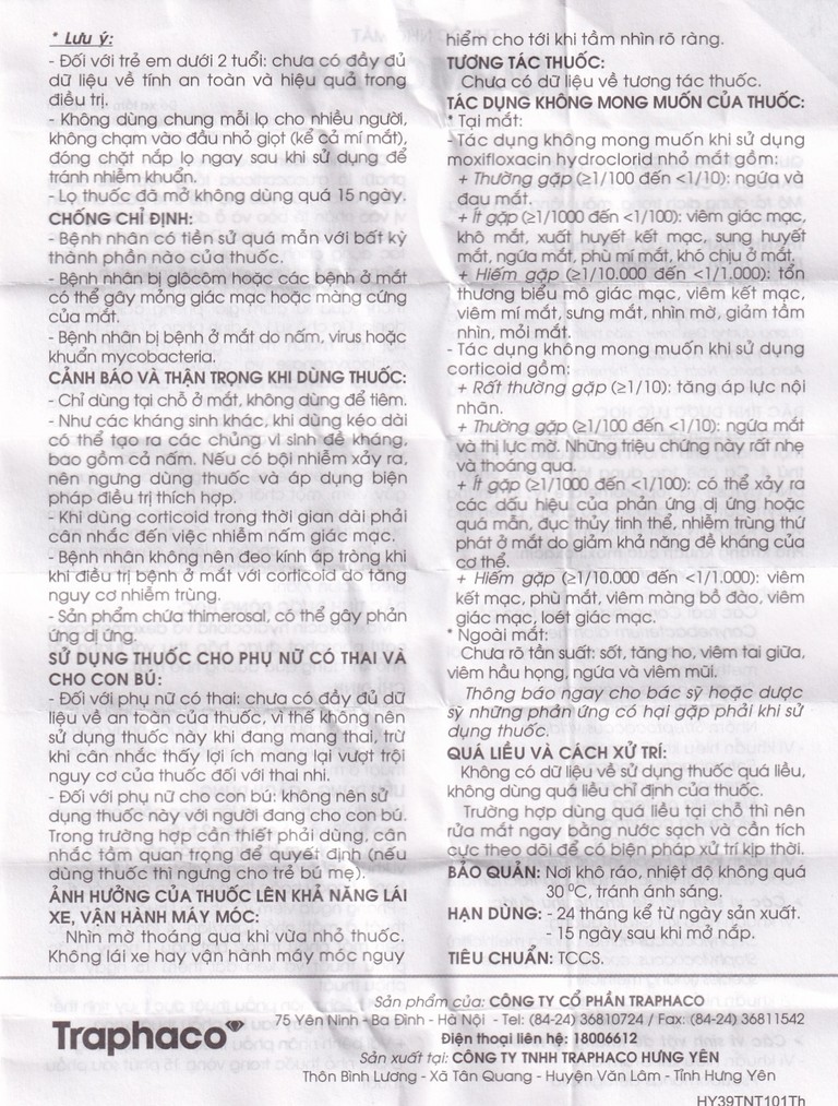 Thuốc nhỏ mắt Quimodex Traphaco điều trị các chứng nhiễm khuẩn mắt (5ml)