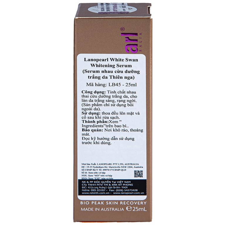 Serum Lanopearl White Swan Whitening tinh chất nhau thai cừu dưỡng trắng da trắng sáng, rạng ngời (25ml)