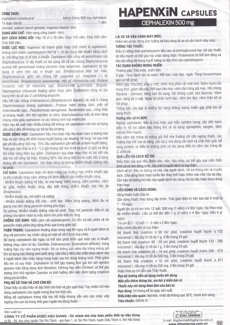 Thuốc Hapenxin Capsules DHG điều trị nhiễm khuẩn (10 vỉ x 10 viên)