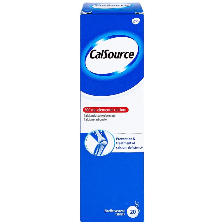 Viên sủi CalSource 500mg GSK phòng ngừa và điều trị thiếu canxi (20 viên)