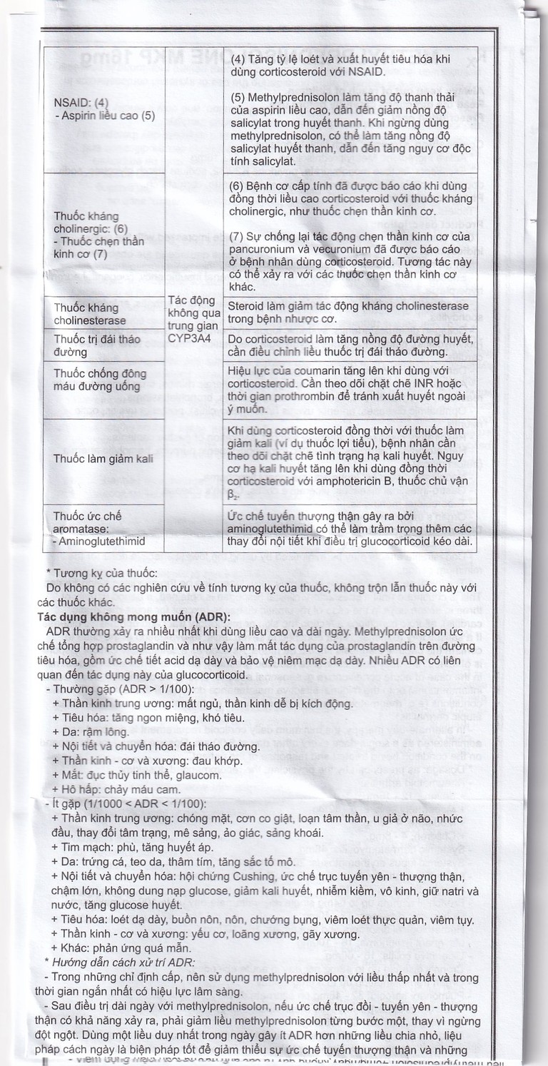 Thuốc Methylprednisolone MKP 16mg Mekophar kháng viêm, điều trị rối loạn nội tiết, viêm khớp (10 vỉ x 10 viên)