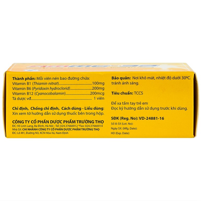 Thuốc Ammg-3B Trường Thọ điều trị bệnh lý thần kinh do thiếu vitamin B1, B6, B12 (5 vỉ x 10 viên)