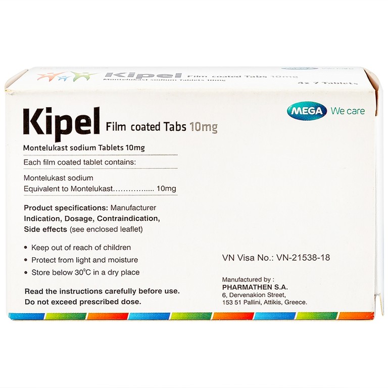 Viên nén Kipel 10mg MEGA We care phòng và điều trị hen phế quản, co thắt phế quản (4 vỉ x 7 viên)
