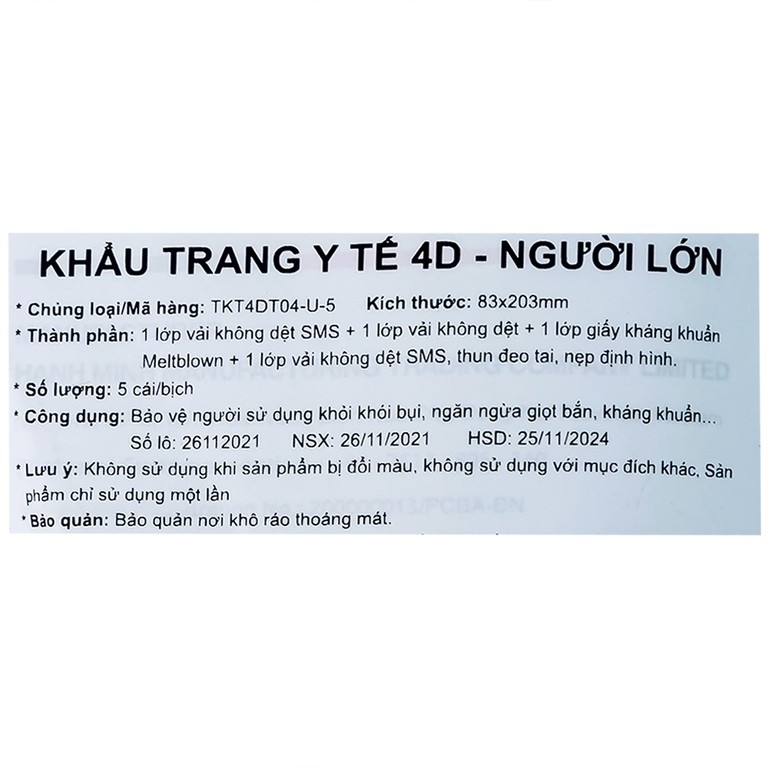 Khẩu trang y tế Hamita Advanced 4D Mask màu trắng hỗ trợ ngăn khói, bụi, kháng khuẩn (5 cái)