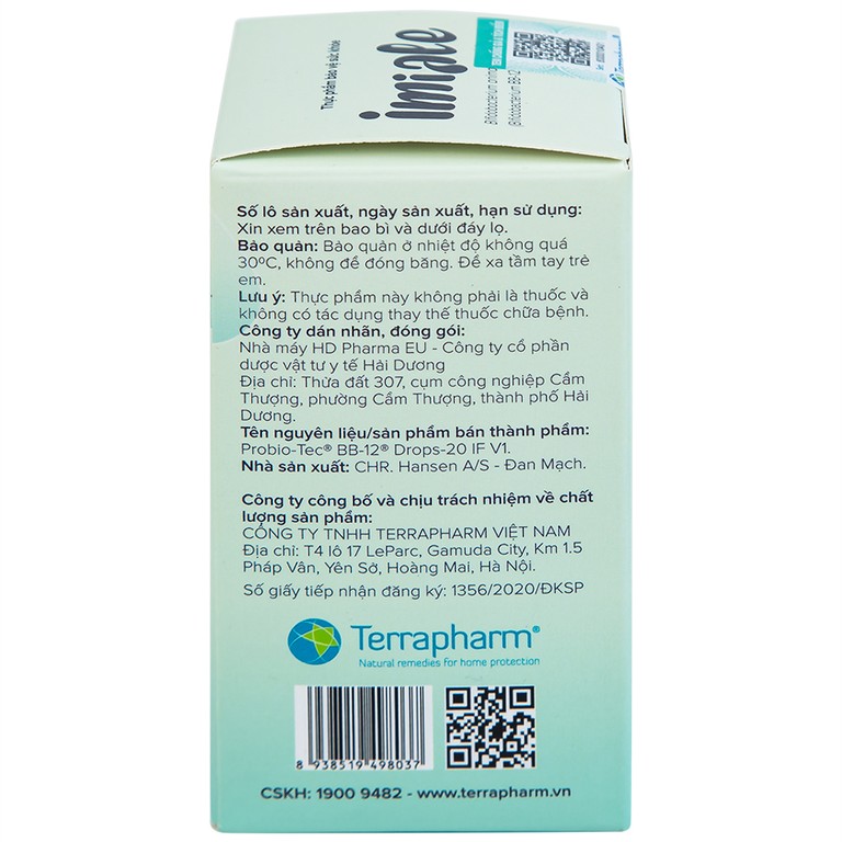 Dung dịch Imiale CHR Hansen A/S bổ sung lợi khuẩn, hỗ trợ cải thiện hệ vi sinh đường ruột (8g)