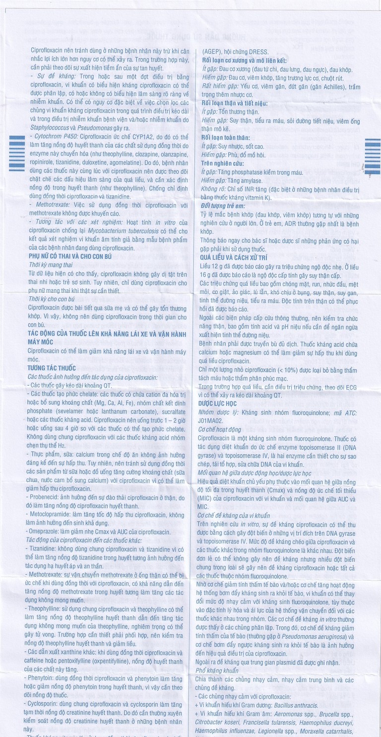 Thuốc Ciprofloxacin Stada 500mg điều trị trong các trường hợp nhiễm khuẩn (10 vỉ x 10 viên)