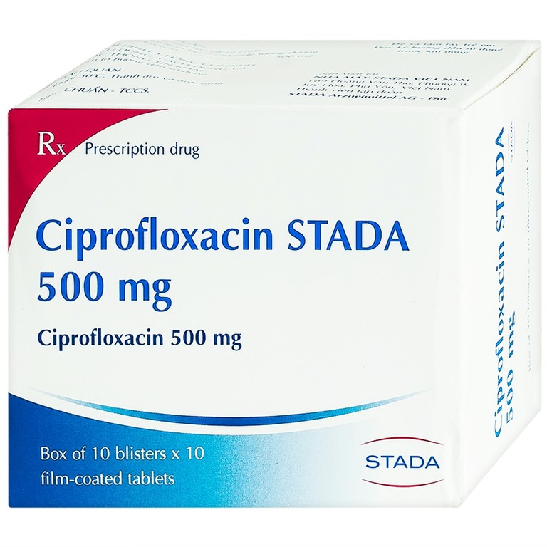 Thuốc Ciprofloxacin Stada 500mg điều trị trong các trường hợp nhiễm khuẩn (10 vỉ x 10 viên)