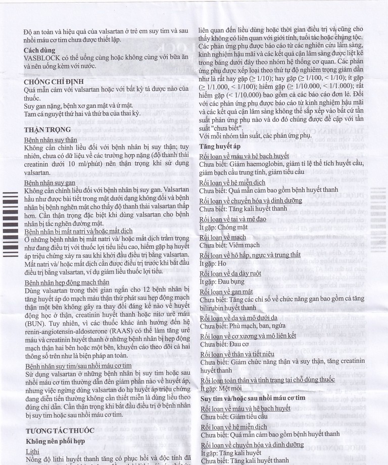 Thuốc Vasblock 80mg Medochemie điều trị tăng huyết áp, suy tim (3 vỉ x 10 viên)