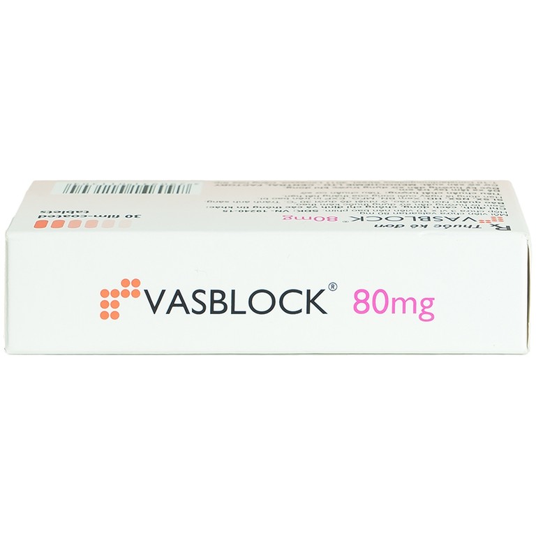 Thuốc Vasblock 80mg Medochemie điều trị tăng huyết áp, suy tim (3 vỉ x 10 viên)