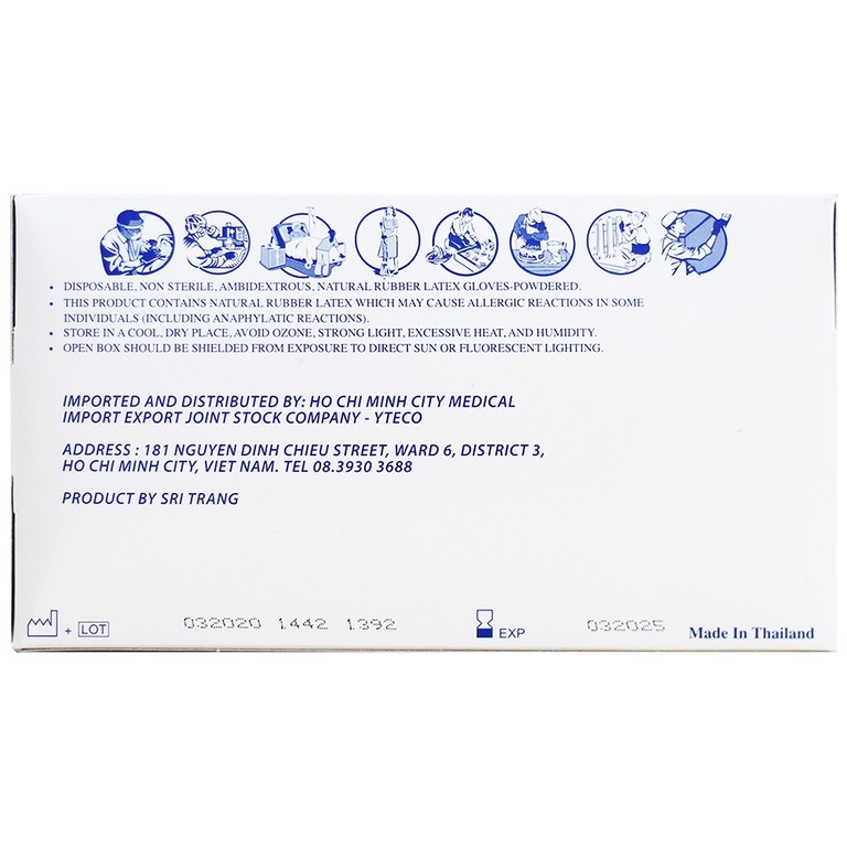 Găng tay thăm khám dùng trong y tế Super Care Latex Powdered Examination Gloves Size M (100 cái)