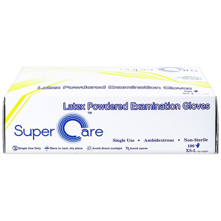 Găng tay thăm khám dùng trong y tế Super Care Latex Powdered Examination Gloves Size M (100 cái)