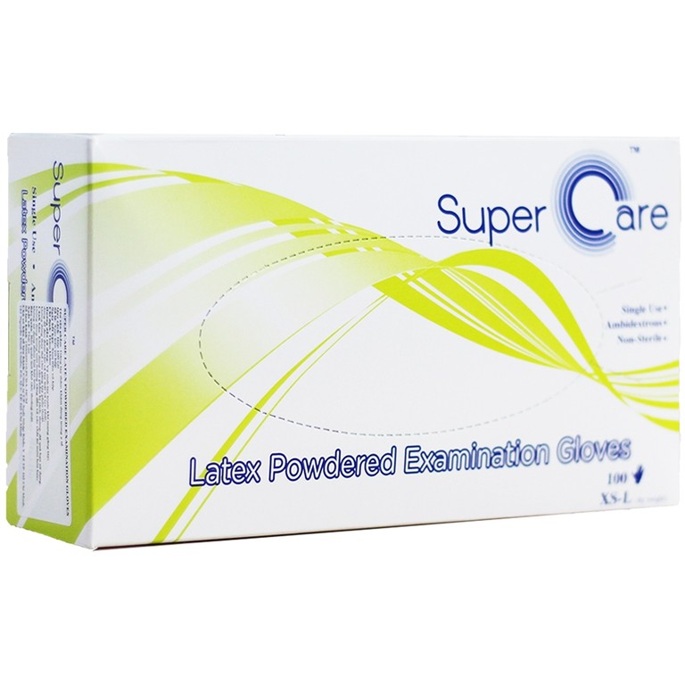 Găng tay thăm khám dùng trong y tế Super Care Latex Powdered Examination Gloves Size M (100 cái)