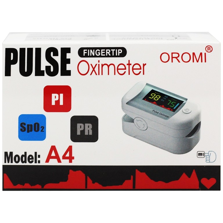 Máy đo nồng độ oxy trong máu (SPO2) Pulse Fingertip Oximeter A4 Oromi hỗ trợ đo nhanh chóng và chính xác