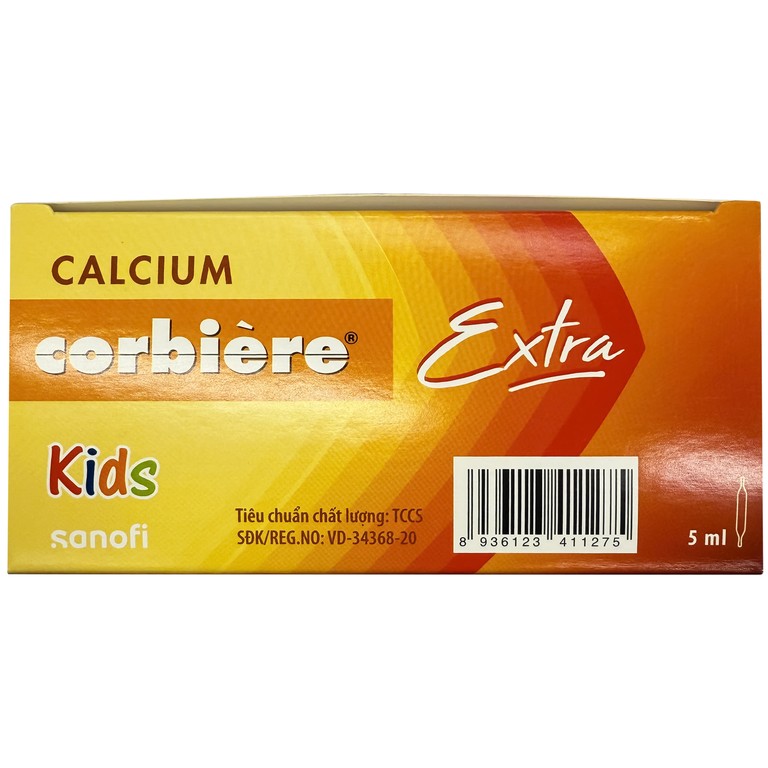 Thuốc Calcium Corbiere Kids Extra Sanofi bổ sung canxi cho trẻ em (3 vỉ x 10 ống x 5ml)