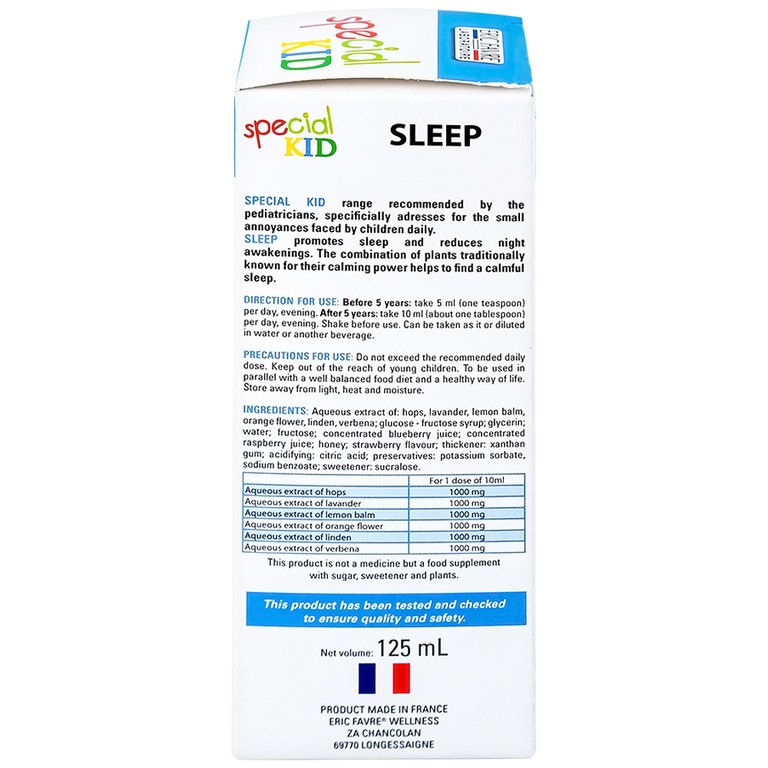 Siro Special Kid Sommeil hỗ trợ an thần kinh, giúp trẻ ngủ ngon giấc (125ml)